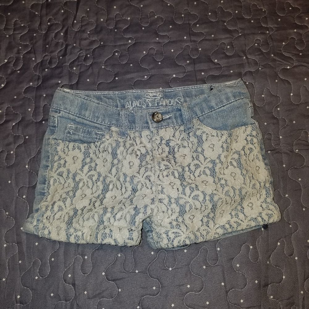 Almost Famous jean shorts with lace front size 5